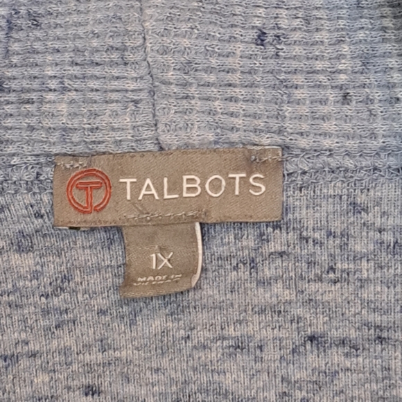 Talbots Blue Gray Textured Open Cardigan 100% Cotton Sweater Women's 1X #197 - Picture 3 of 4